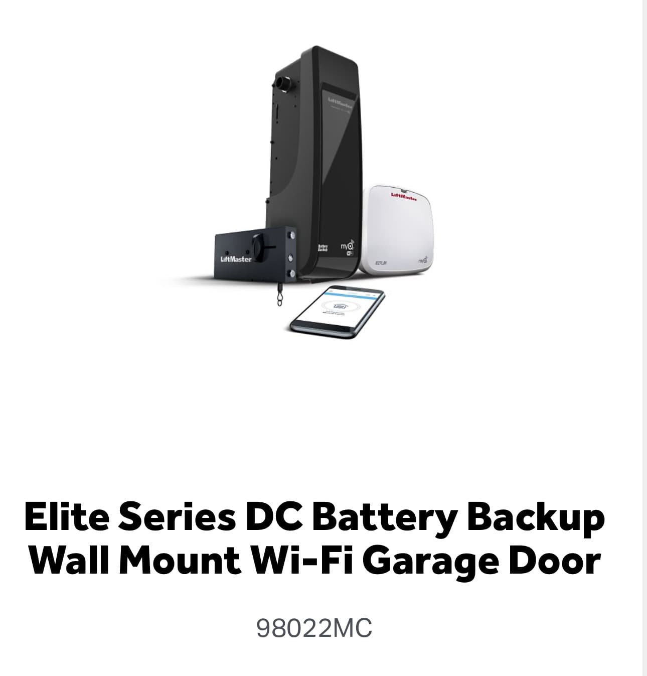 Elite Wall‑Mount DC Wi‑Fi Opener (98022)