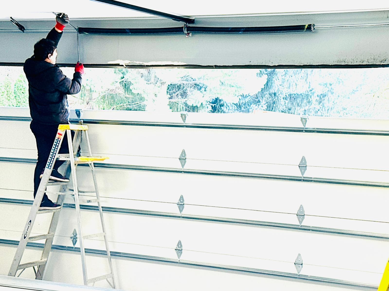 Modern garage door on a contemporary home